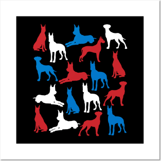 Patriotic Great Danes Dog America Flag 4Th Of July Posters and Art